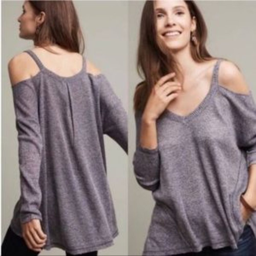 Anthropology Brand "Deletta" Cold Shoulder Knit Top- NWOT - Picture 2 of 11